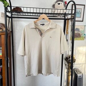 Vintage Burberry Relaxed Cream Polo Shirt Size L